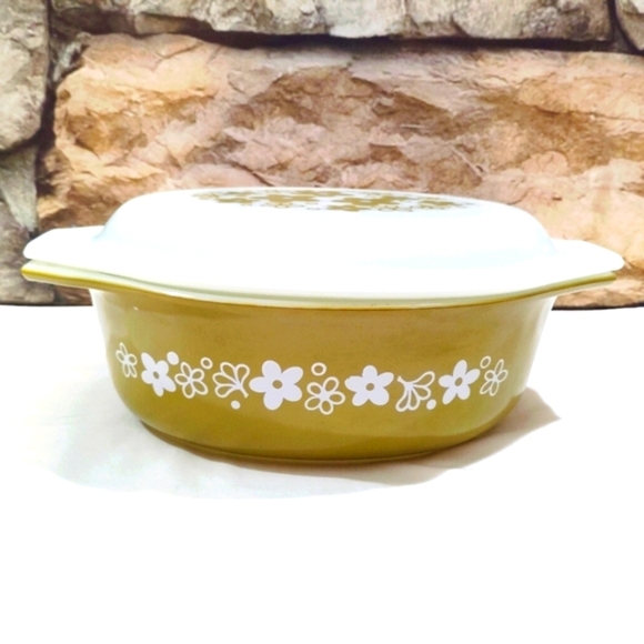 Vintage Pyrex 1 1/2 QT Spring Blossom Crazy Daisy Casserole 043 Lid 943 C36 - Picture 5 of 13